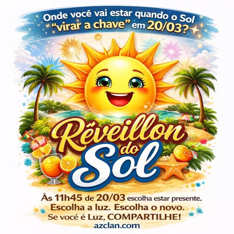 Por que celebrar Porque você está cansado de promessas vazias feitas à meia-noite de um dia qualquer. Porque você sente que há uma força maior pulsando sob sua pele, esperando a permissão para brilhar. Venha celebrar o momento em que o Universo inteiro está ao seu favor. Quando o Sol se alinha com o início de tudo, as portas do impossível se abrem.